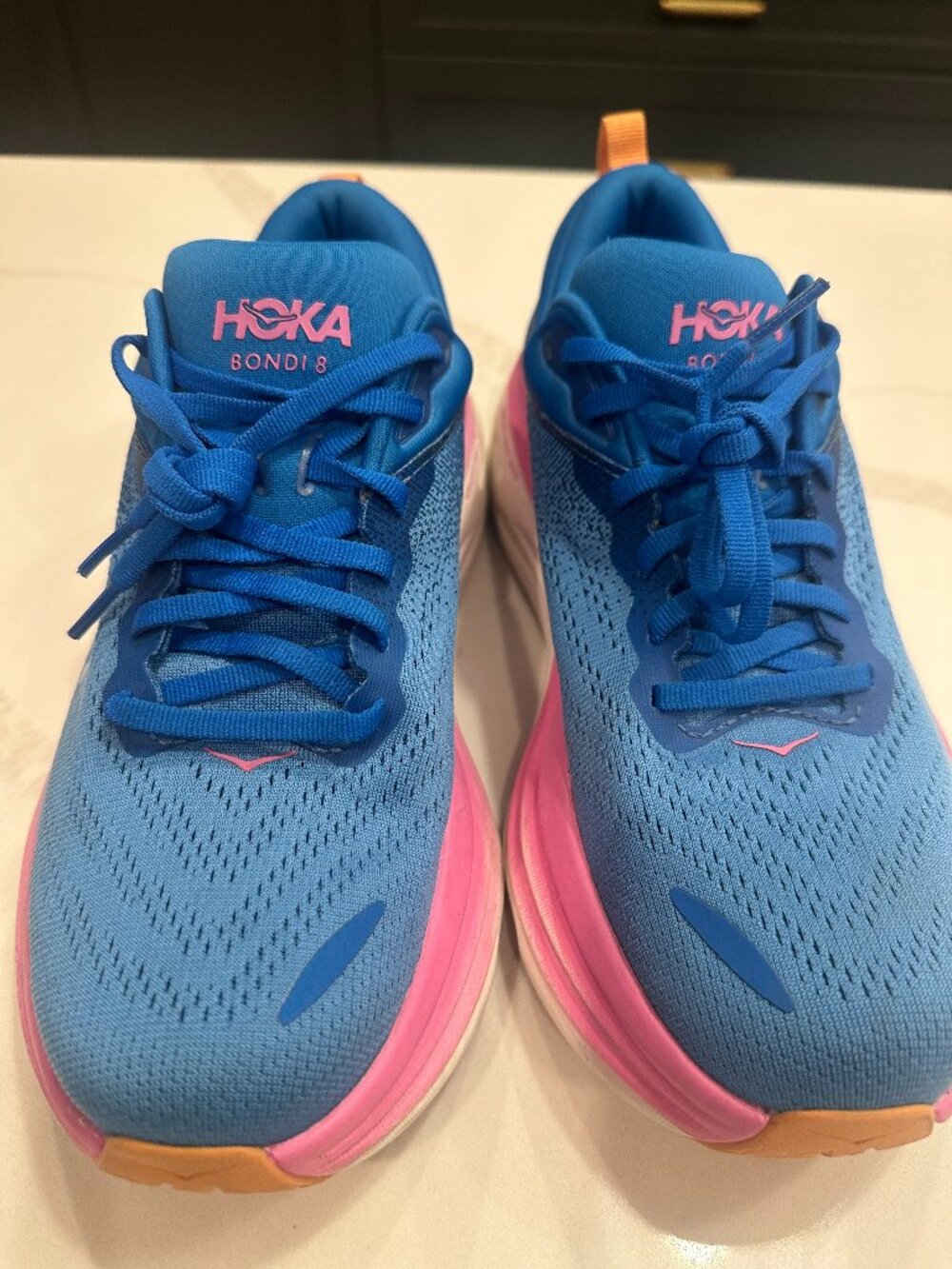 Hoka Bondi 8 Women's Blue & Pink Running Shoes, Size 9B